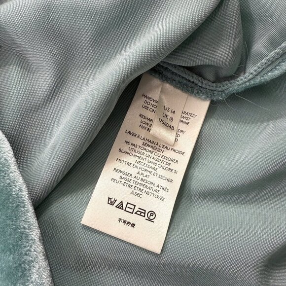 Pilcro Anthropolgie Crushed Velvet Mint Seafoam Button Down Shirt Womens Size 14 - Picture 7 of 10